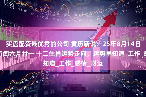 实盘配资最优秀的公司 黄历新说：25年8月14日 周四 农历闰六月廿一 十二生肖运势走向，运势早知道_工作_感情_财运